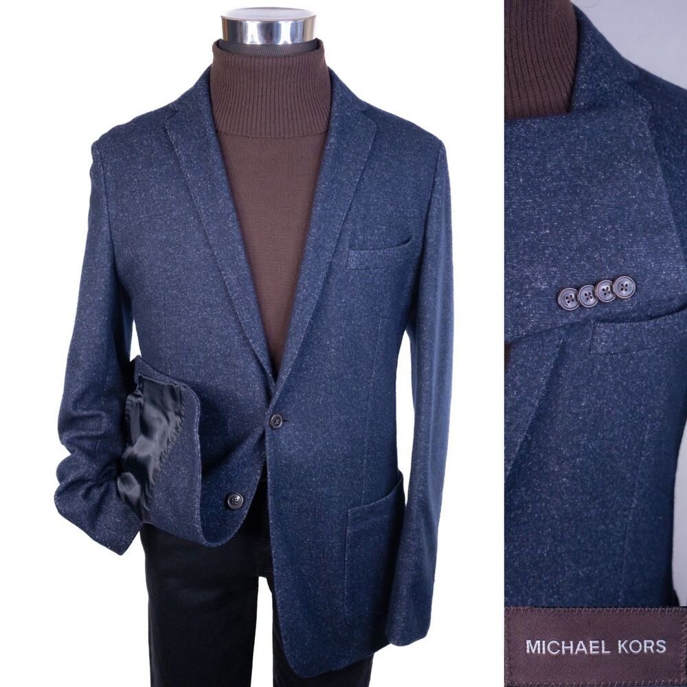 Michael Kors Sport Coat Suit Jacket Blue Blazer Sz 42R Wool/Cotton 2-Buttons EUC